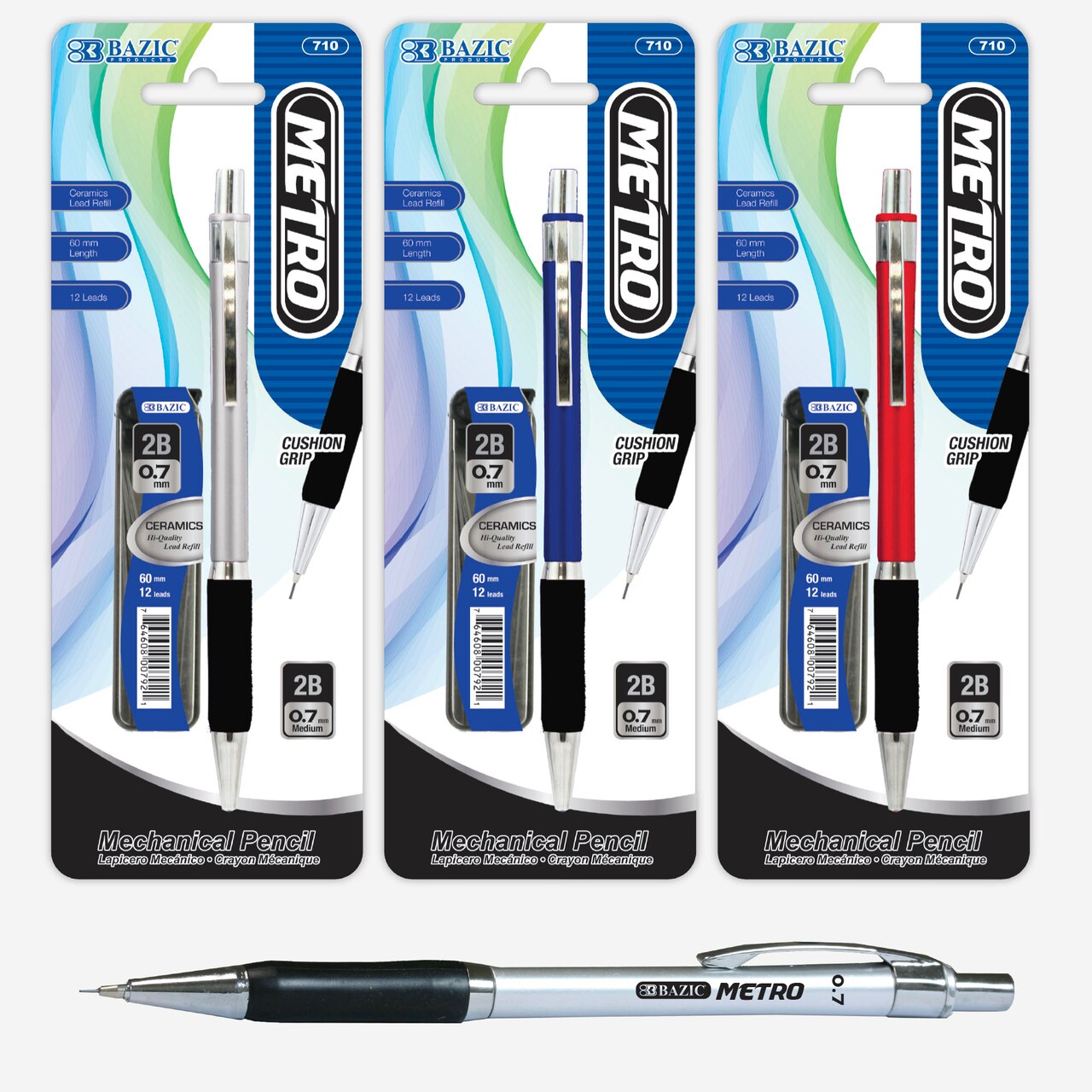 BAZIC 0.7 mm Metro Mechanical Pencil w/ Ceramics High-Quality Lead